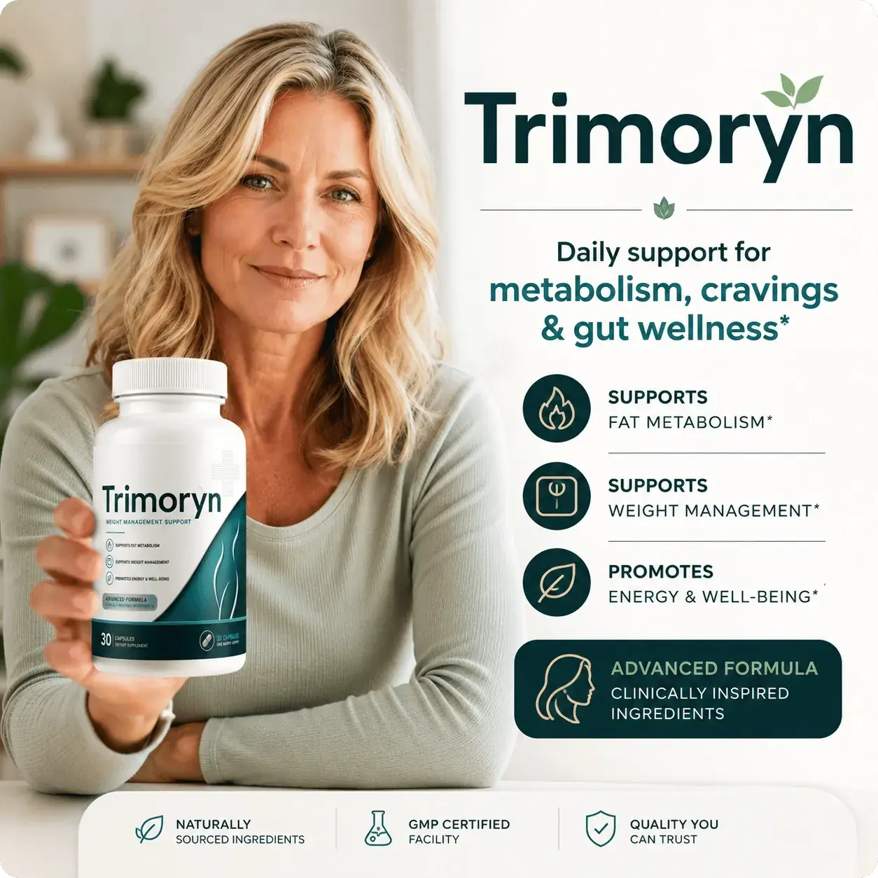 Trimoryn customer holding the bottle